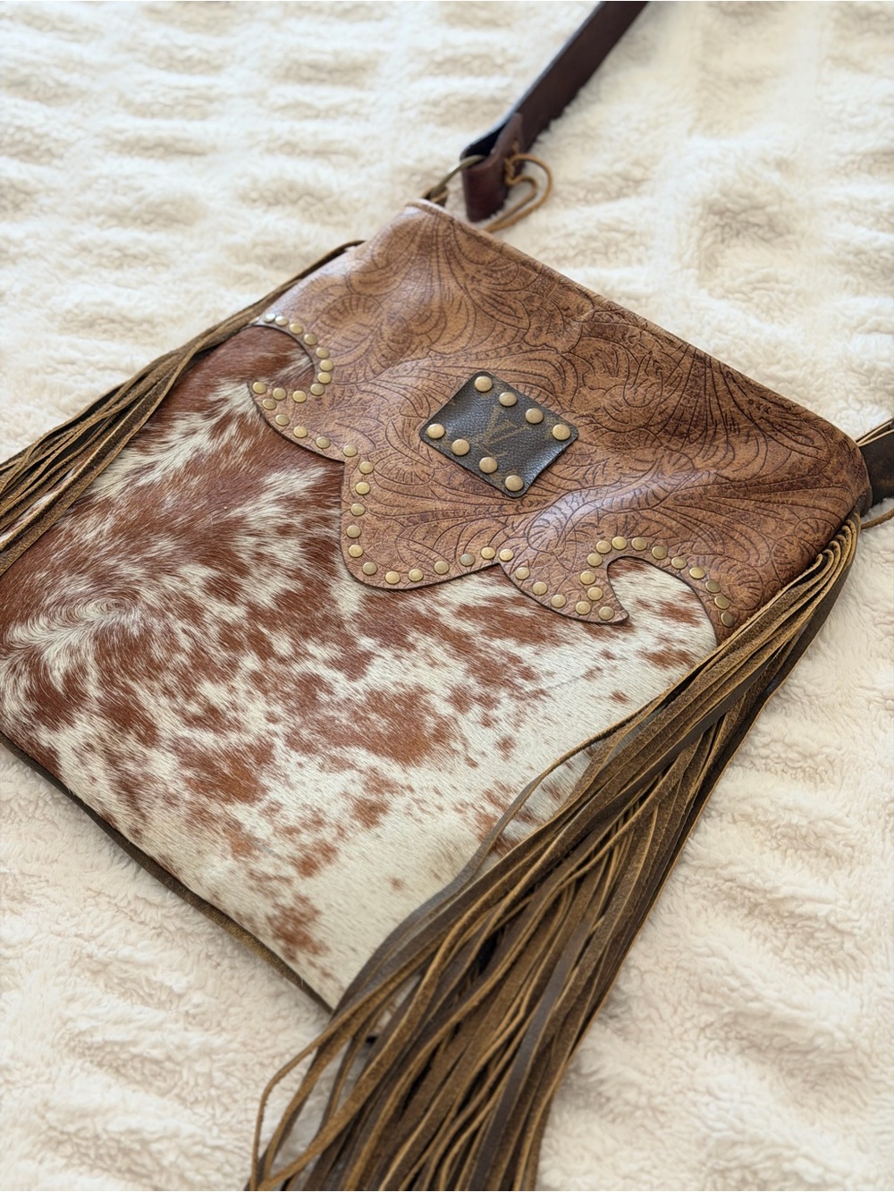 *One of a Kind* Western Fringe Louis Vuitton Cowhide Crossbody Handbag